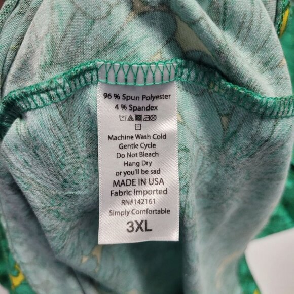 Lularoe Julia Dress Green Daisy Short Sleeve Womens 3XL Plus Size Soft Long Maxi - Picture 5 of 7